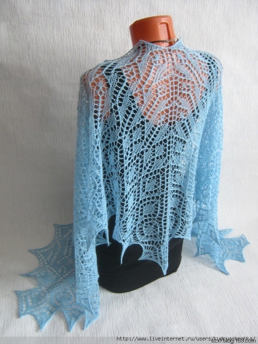 德国纱蕾丝核桃蓝细腻披肩 - 编织幸福 - 编织幸福的博客